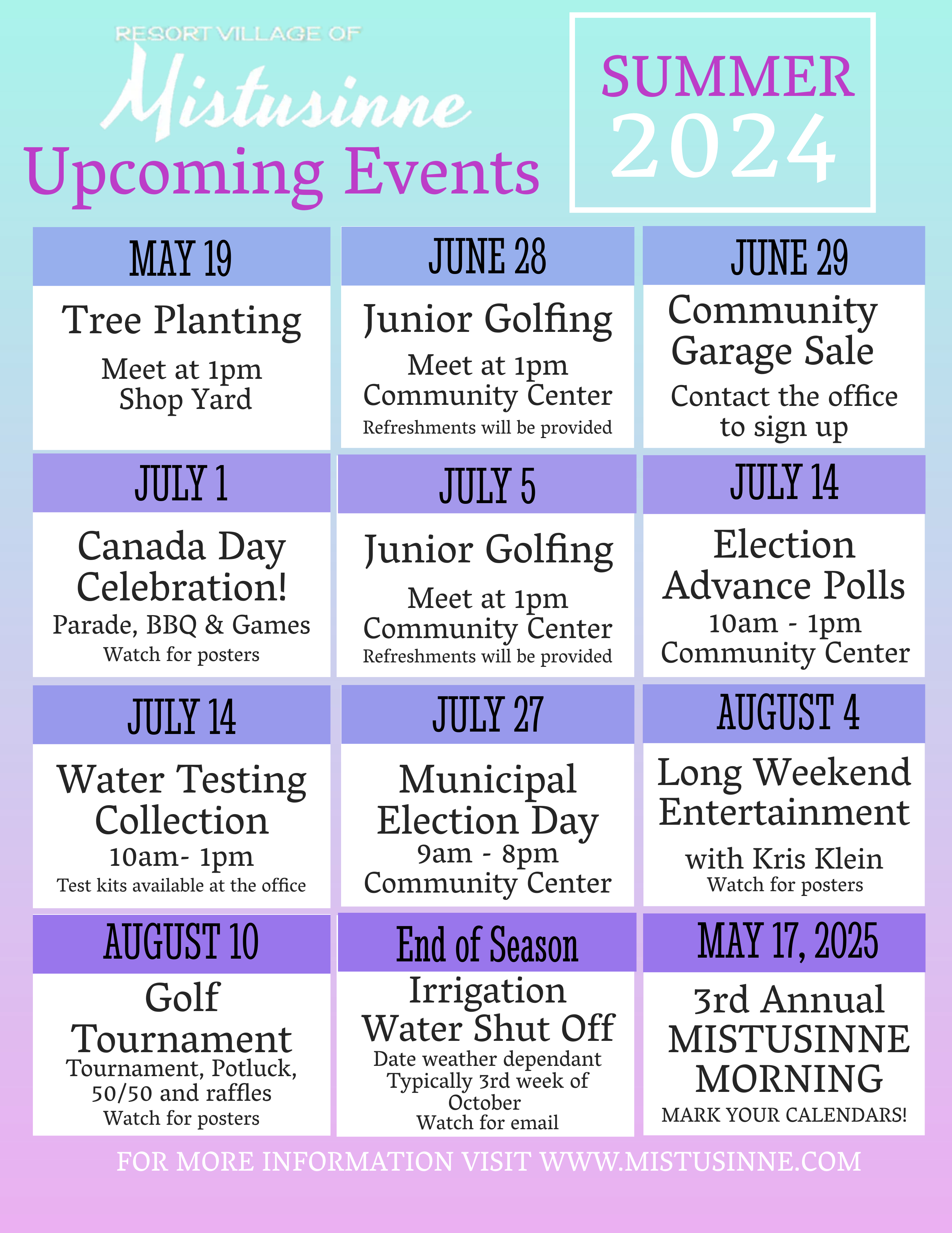 Upcoming events 2024