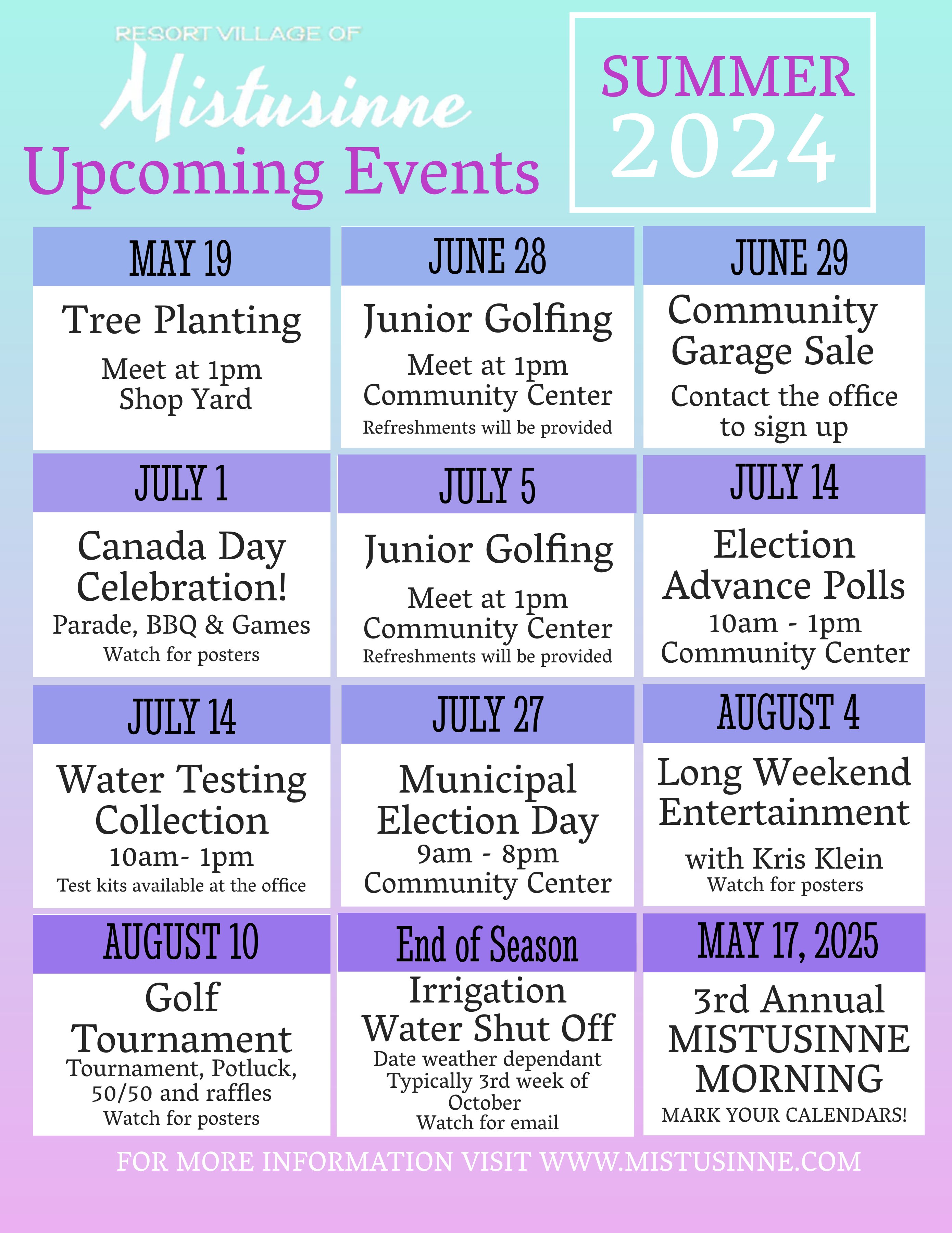 Upcoming events 2024